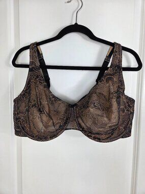 Cacique Black & Beige Lace Unlined Full Coverage Bra
